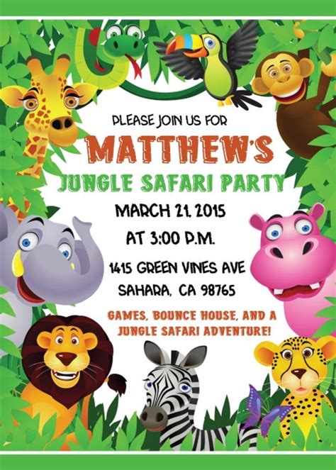 Jungle Safari Birthday Invite Safari Invitation Jungle | Etsy