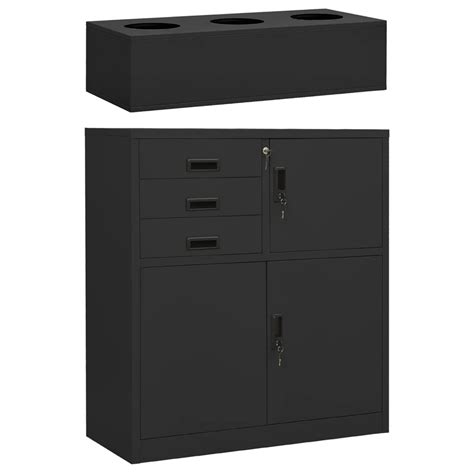 vidaXL Office Cabinet with Planter Box Anthracite 90x40x125 cm Steel - Zomi.co.uk
