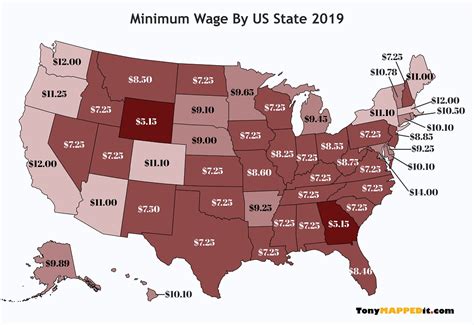 MAP: Minimum Wage by US State - Tony Mapped It