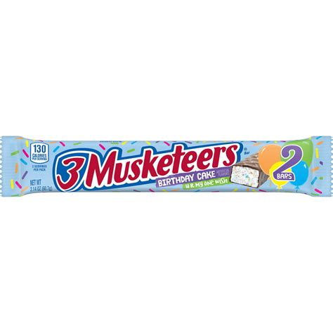 3 MUSKETEERS Birthday Cake Chocolate Candy Bar, 2.14 Oz - Walmart.com ...