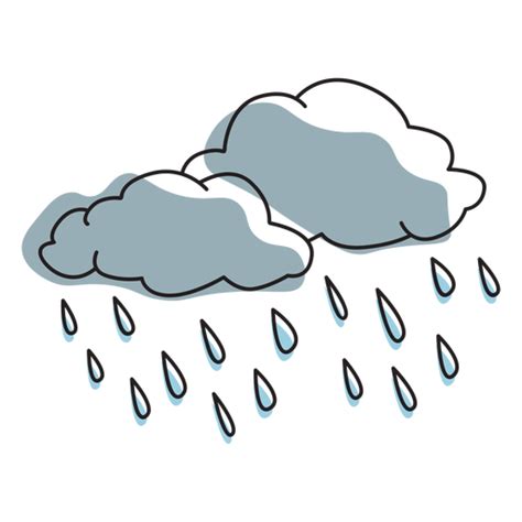 Rainy Clouds Color Stroke PNG & SVG Design For T-Shirts