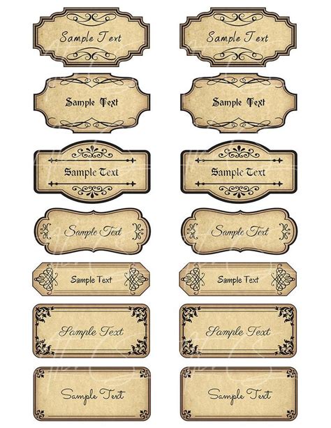 15 Printable Blank Vintage Apothecary Labels Set, Editable PDF, Scrapbooking Ephemera, Journal ...