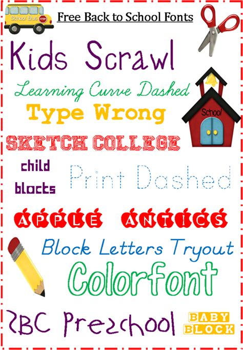 School Fonts: Free for Back to School {Blogging Basics} | School fonts, Scrapbook fonts, Teacher ...