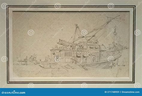 Antique Official Junk Boat Pencil Drawing Sketch Painting Edward Cooke ...