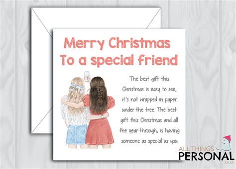 Best Friends Christmas Card Handmade Special Friend - Etsy UK