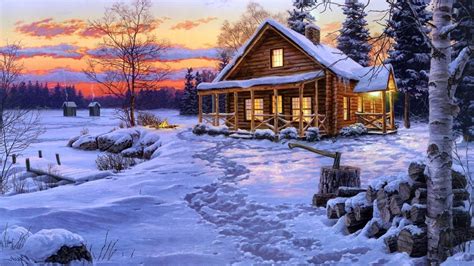Winter Cabin Wallpaper for Desktop (57+ images)