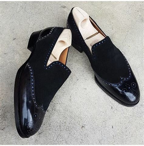 Men Black Dress Shoes Brogue Toe Wedding Shoes