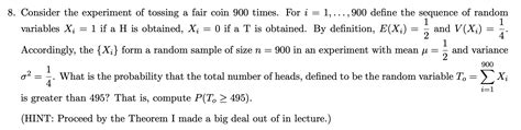 Solved = = = 8. Consider the experiment of tossing a fair | Chegg.com