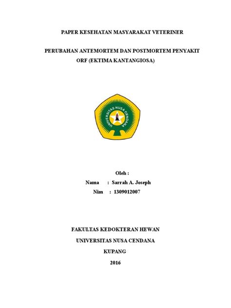 (PDF) Penyakit Orf Atau Ektima Kantangiosa Adalah Sejenis Penyakit Pada Kulit Yang Menyebabkan ...