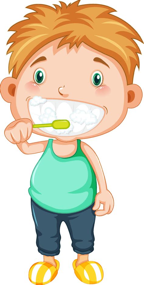 Boy cartoon brushing teeth 8191518 Vector Art at Vecteezy