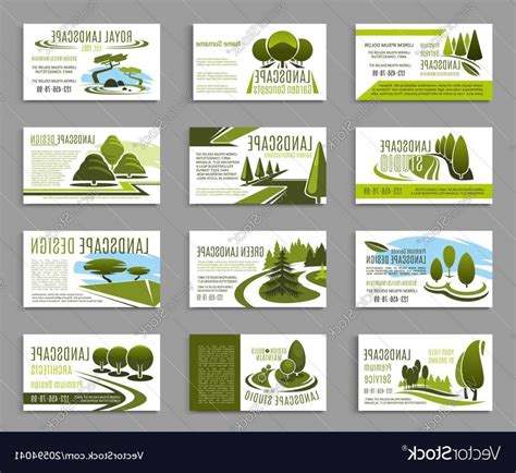 Landscape Design Studio Business Card Template Vector Landscaping with ...