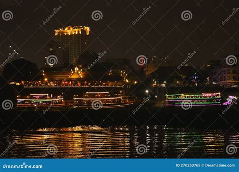 Phnom Penh Riverfront Night Skyline Editorial Stock Photo - Image of ...