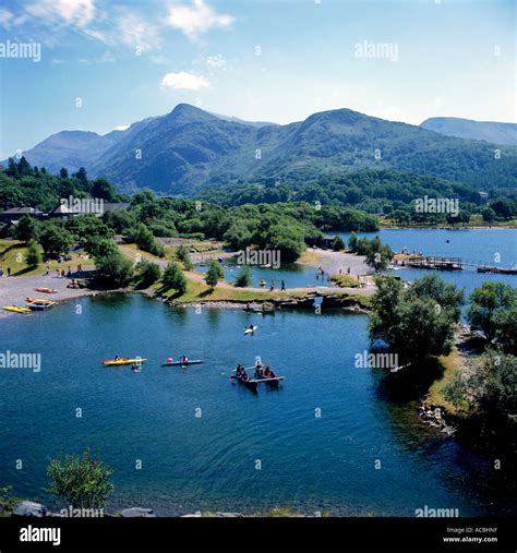 llyn padarn lake near village of llanberis snowdonia nationalpark ...