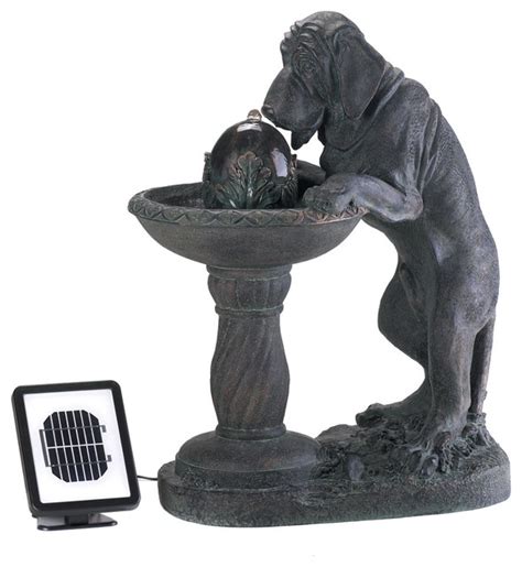 Thirsty Dog Solar Water Fountain - Traditional - Outdoor Fountains And ...