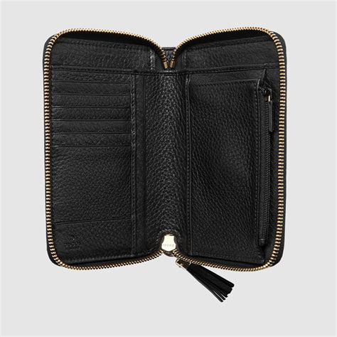 Gucci Soho Leather Zip Around Wallet in Black - Lyst