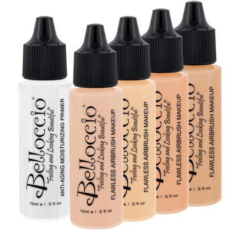 Belloccio FAIR Airbrush Makeup FOUNDATION SET Light Shade Tone Face Cosmetic Kit - Walmart.com