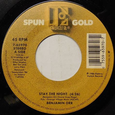 Benjamin Orr - Stay The Night / Too Hot To Stop (Vinyl) | Discogs