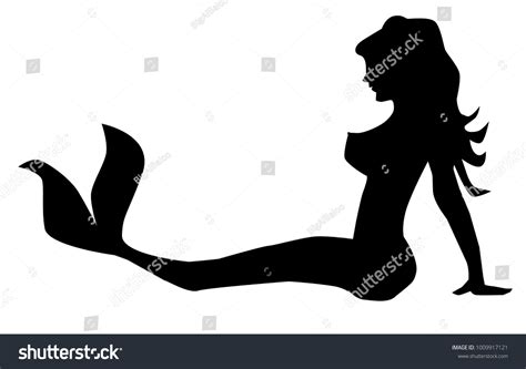 Mermaid Silhouette Isolated On White Background Stock Illustration ...