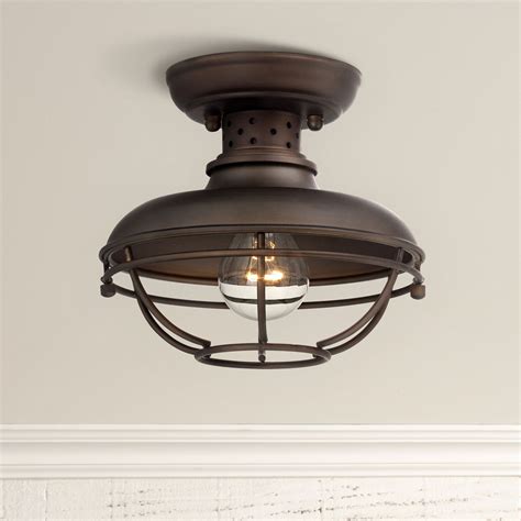 Franklin Iron Works Rustic Outdoor Ceiling Light Fixture Bronze 8 1/2 ...