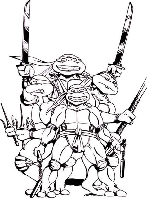 Ninja Turtles Demonstrate Their Weapons coloring page - Download, Print ...