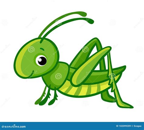 Vector Isolated Cute Green Grasshopper. Stock Illustration - Illustration of happy, cartoon ...