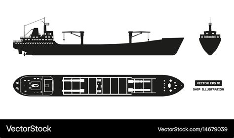 Silhouette of cargo ship on a white background Vector Image