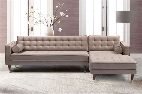 Somerset Taupe Velvet Mid Century Modern Right Sectional Sofa - Walmart ...