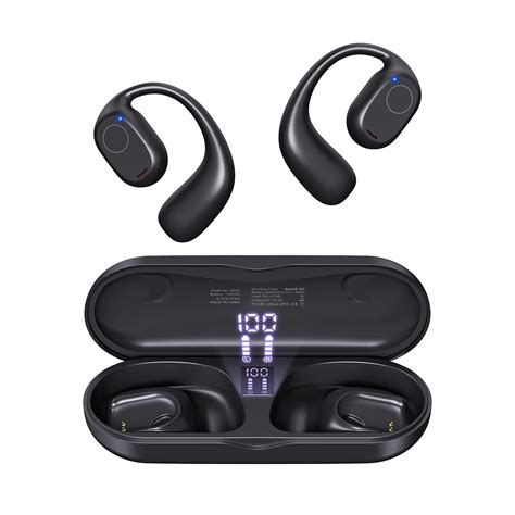 Open Ear Headphones, Bluetooth 5.3 Wireless Headphones with Digital Display Charging Case 40 ...