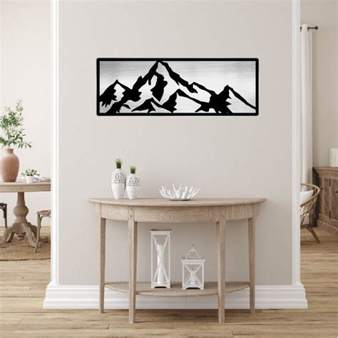 Layered Mountain Silhouette Metal Wall Art / Mountain Metal Sign ...