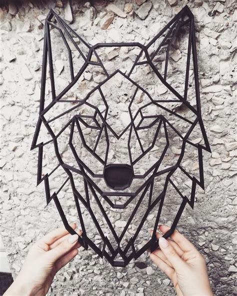 3d Wall Art, Wooden Wall Art, Hanging Wall Art, Geometric Wolf ...