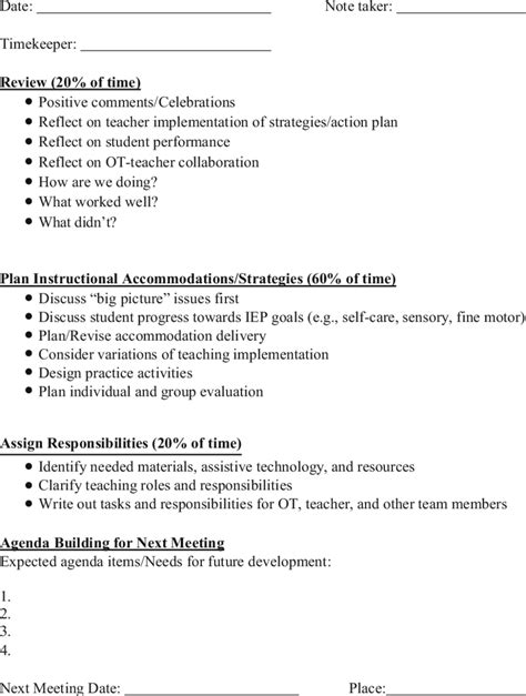 Co-planning meeting agenda template | Download Table