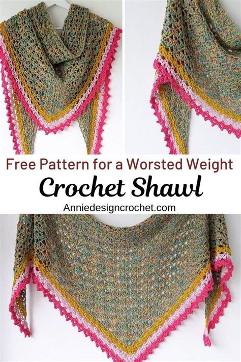 Easy Crochet Triangle Shawl in worsted weight yarn. Cosy and warm with ...