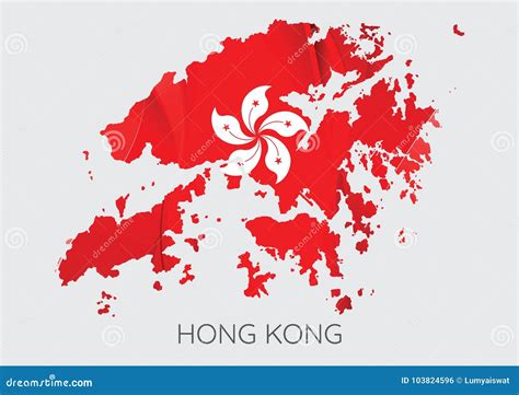 Map of Hong Kong with Flag As Texture Stock Vector - Illustration of color, element: 103824596