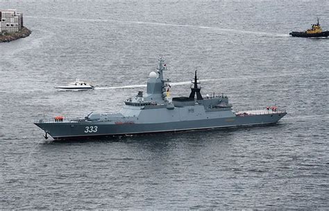 Russian corvette Sovershenny conducts drills in Sea of Japan