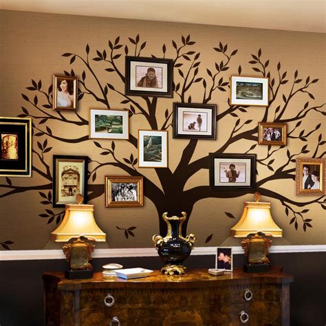 Simple Shapes Family Tree Wall Decal Tree Wall Decal for Picture Frames in Chestnut Brown ...