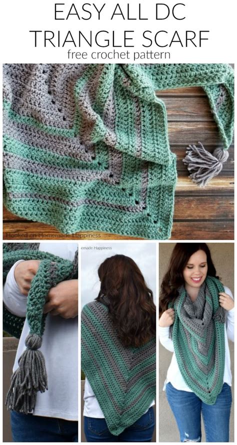 Easy All DC Triangle Scarf Crochet Pattern | Triangle scarf crochet pattern, Shawl crochet ...