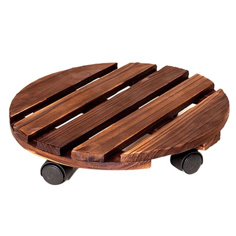 30*30cm Solid Wood Removable Stand Plant Pot Tray Wood Base Holder with Casters Plant Trolley ...