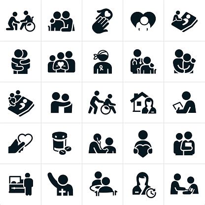 Hospice And Palliative Healthcare Icons Stock Illustration - Download ...