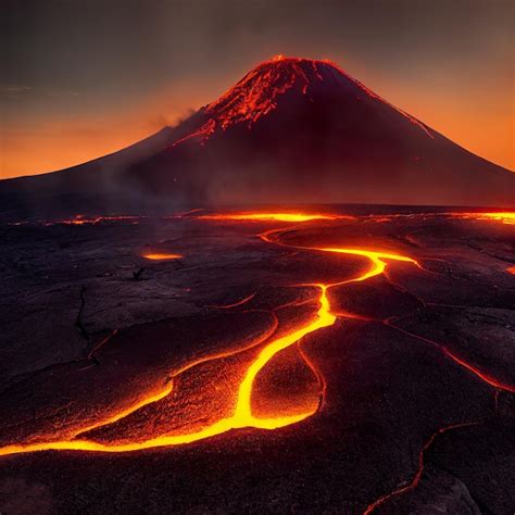 Premium Photo | Volcanic eruption and lava Active Volcano digital art