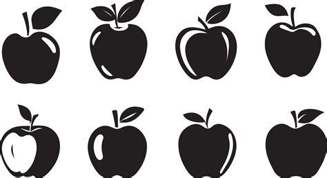 Apple vector silhouette illustration set of group 31488889 Vector Art at Vecteezy