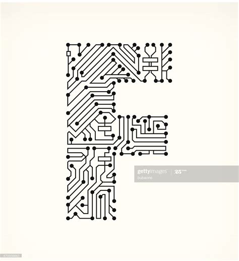 Letter F Circuit Board on White Background | Lettres alphabet ...