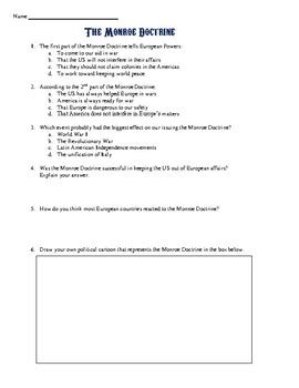 Monroe Doctrine Primary Source Analysis by Students of History | TpT