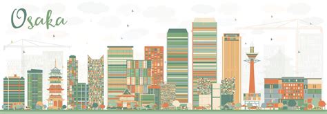 Abstract Osaka Skyline with Color Buildings. 10362526 Vector Art at Vecteezy