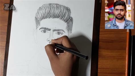 How to Draw Babar Azam Sketch || Drawing of Babar Azam Step by Step ...