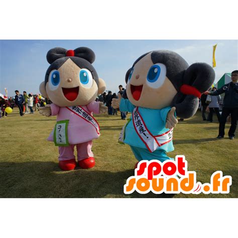 Purchase 2 mascots girls, pink and blue, very smiling in Yuru-Chara ...