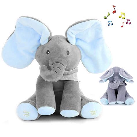 MY BIBY Elephant Singing Plush Toy Floppy Peek A Boo Elephant Toy ...