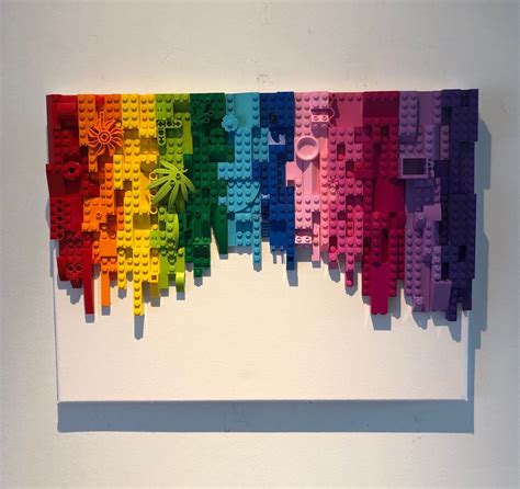 Brick Block Mosaic Wall Art Rainbow Effect - Etsy | Lego wall art ...