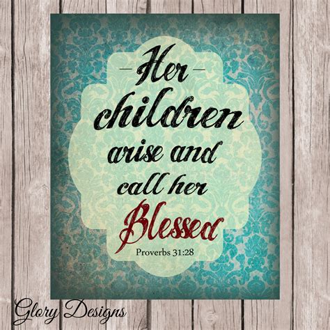 Bible Verse Her children arise Proverbs 31:28 Damask