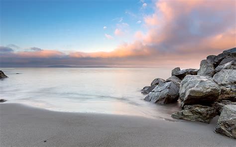 HD wallpaper: white sand beach, sea, rocks, sky, beautiful, nature ...