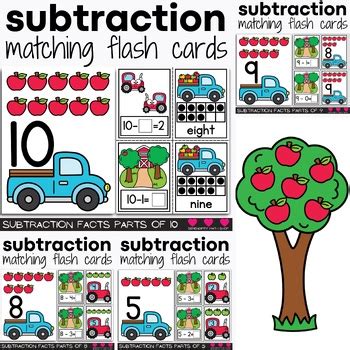 Fall Themed | Subtraction within 10 Activity Matching Cards | TPT